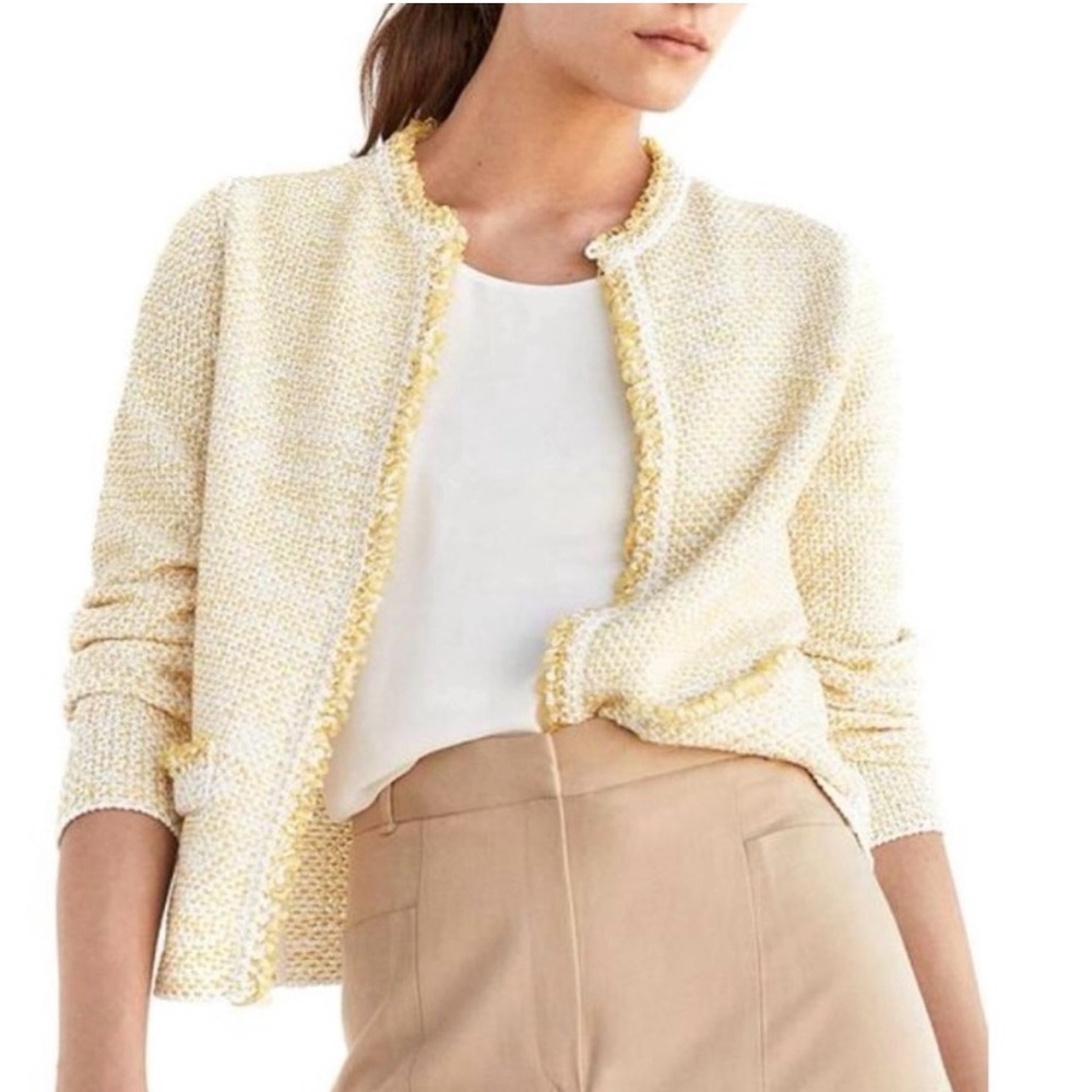 Massimo Dutti Yellow and cream Tweed Blazer small